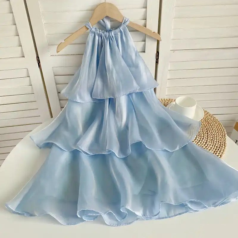 Vestido corto halter de organza Sophia