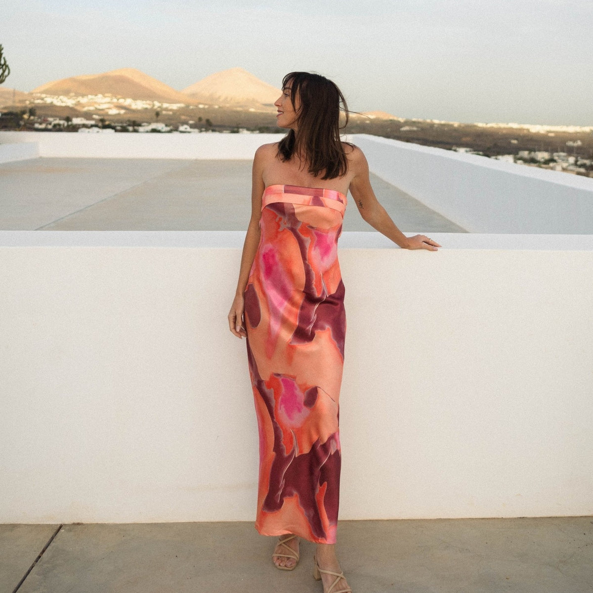 Vestido maxi sin tirantes Salma Floral