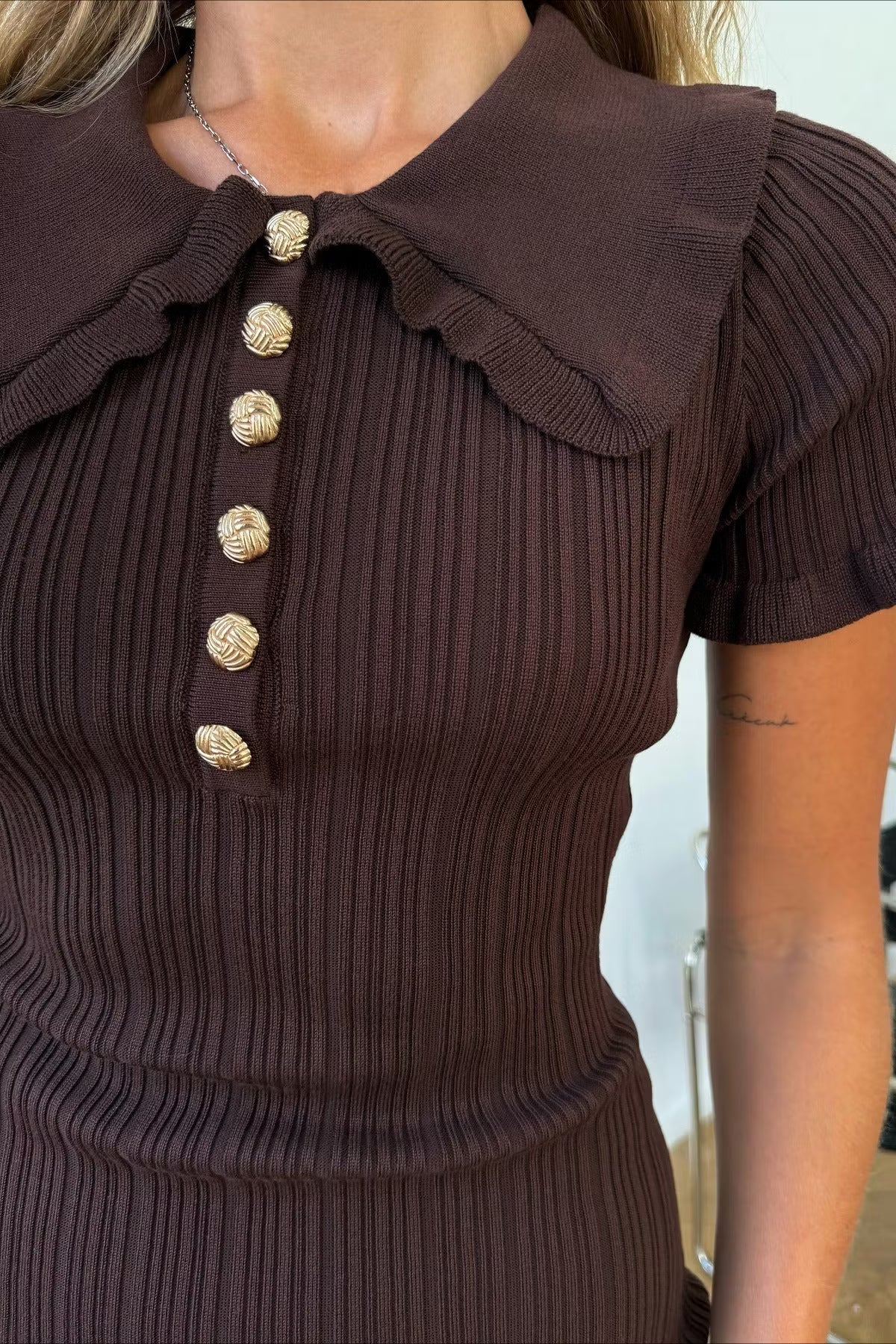 Vestido suéter Beatrice de punto con trenzas
