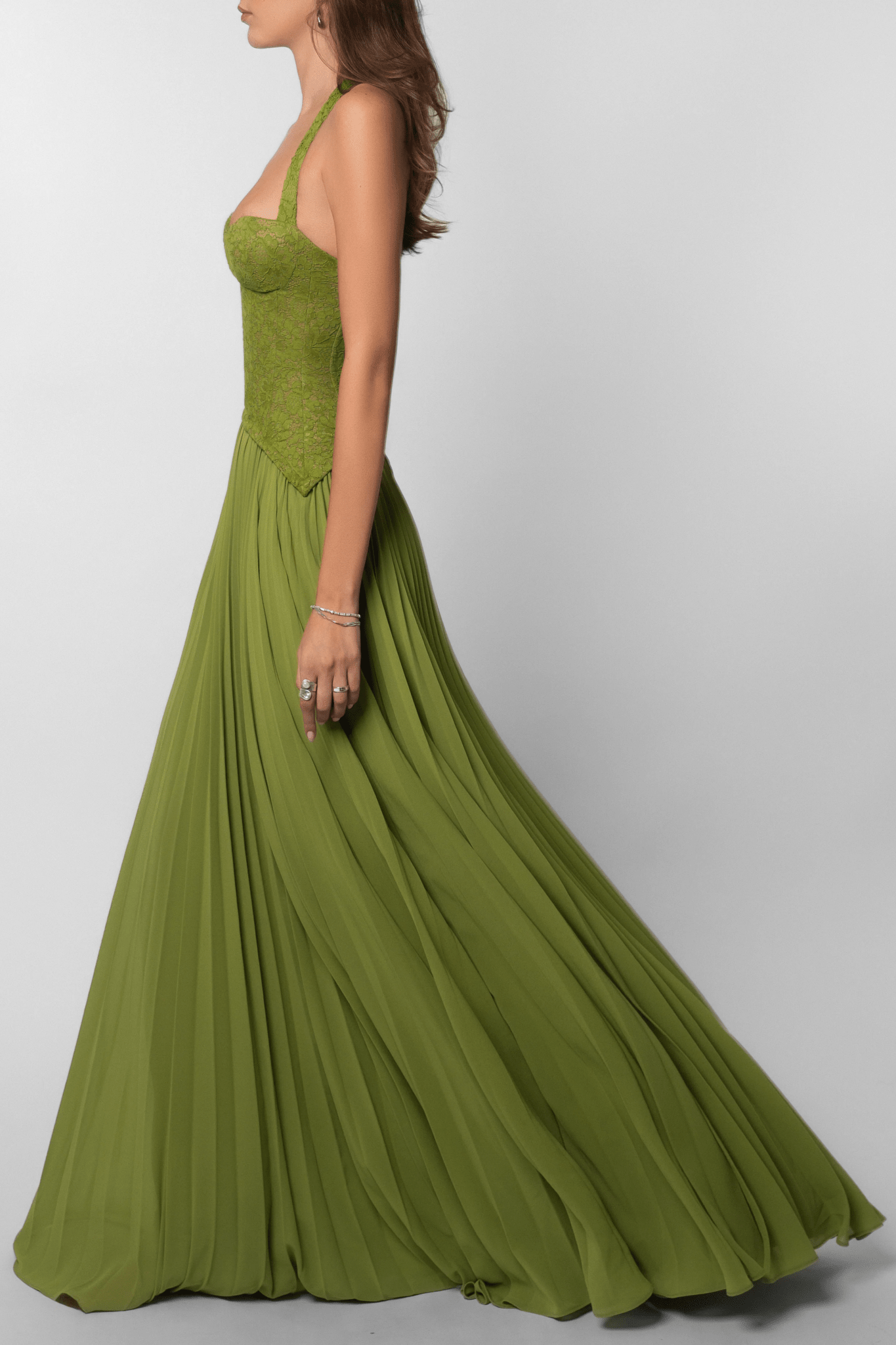 Vestido maxi Miranda plisado con corsé