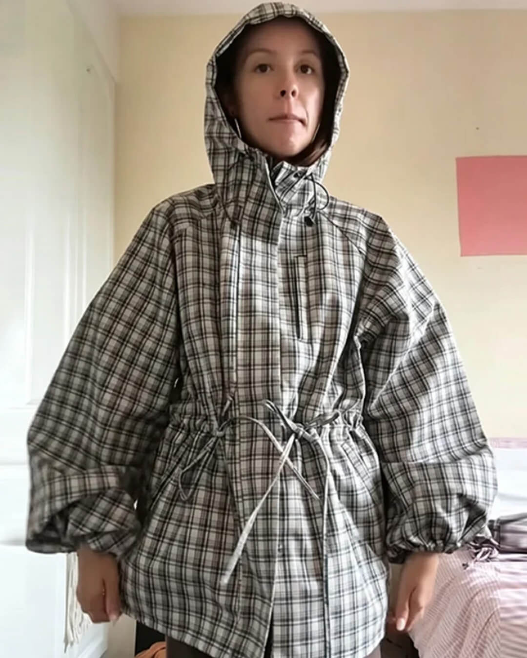 Gina Retro Plaid Hooded Jacket