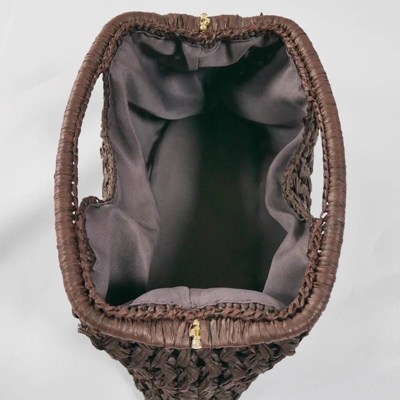 Cartera de mano Sophia de paja tejida con concha