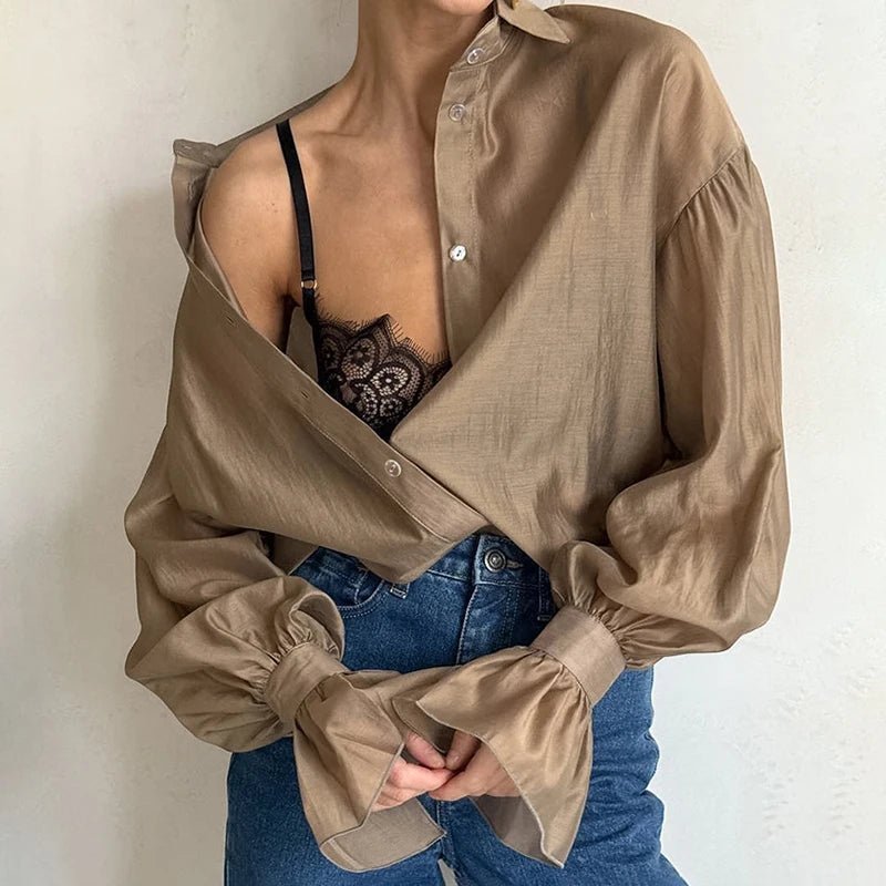 Blusa Vivienne de manga larga y transparente