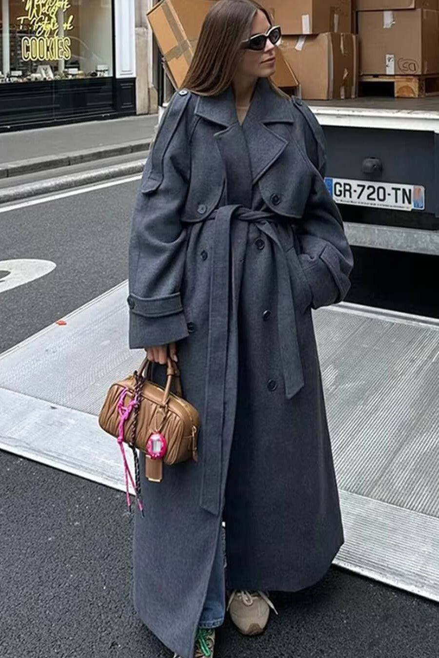 ZEYA - Alicia Gray Belted Long Coat
