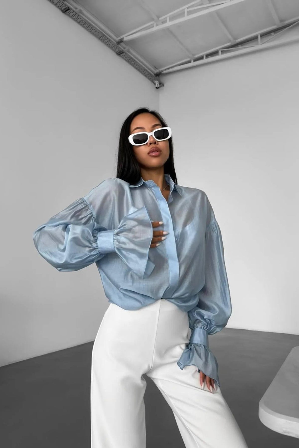 ZEYA - Amelie Long Sleeve Sheer Blouse