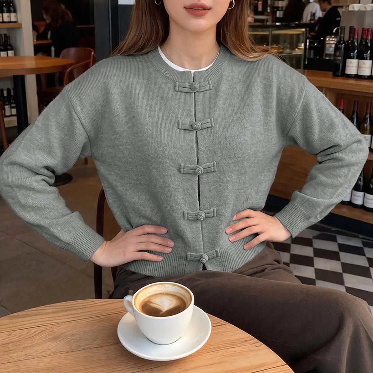 ZEYA - Angela Frog Knots Knitted Cardigan