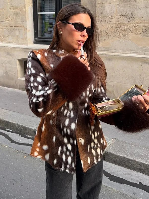 ZEYA - Anne Contrast Cuff Faux Fur Jacket