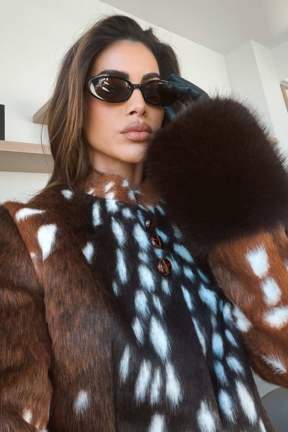 ZEYA - Anne Contrast Cuff Faux Fur Jacket