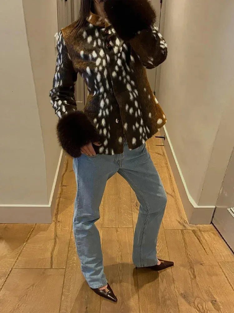 ZEYA - Anne Contrast Cuff Faux Fur Jacket