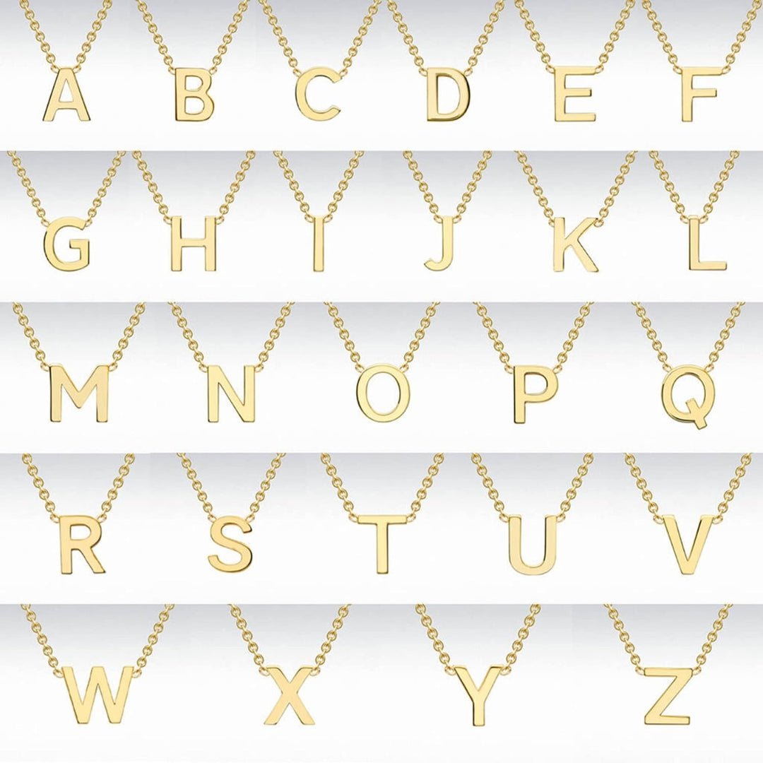ZEYA - Bexley Gold Initial Necklace - 14k Gold Plated Stainless Steel, Adjustable 45cm