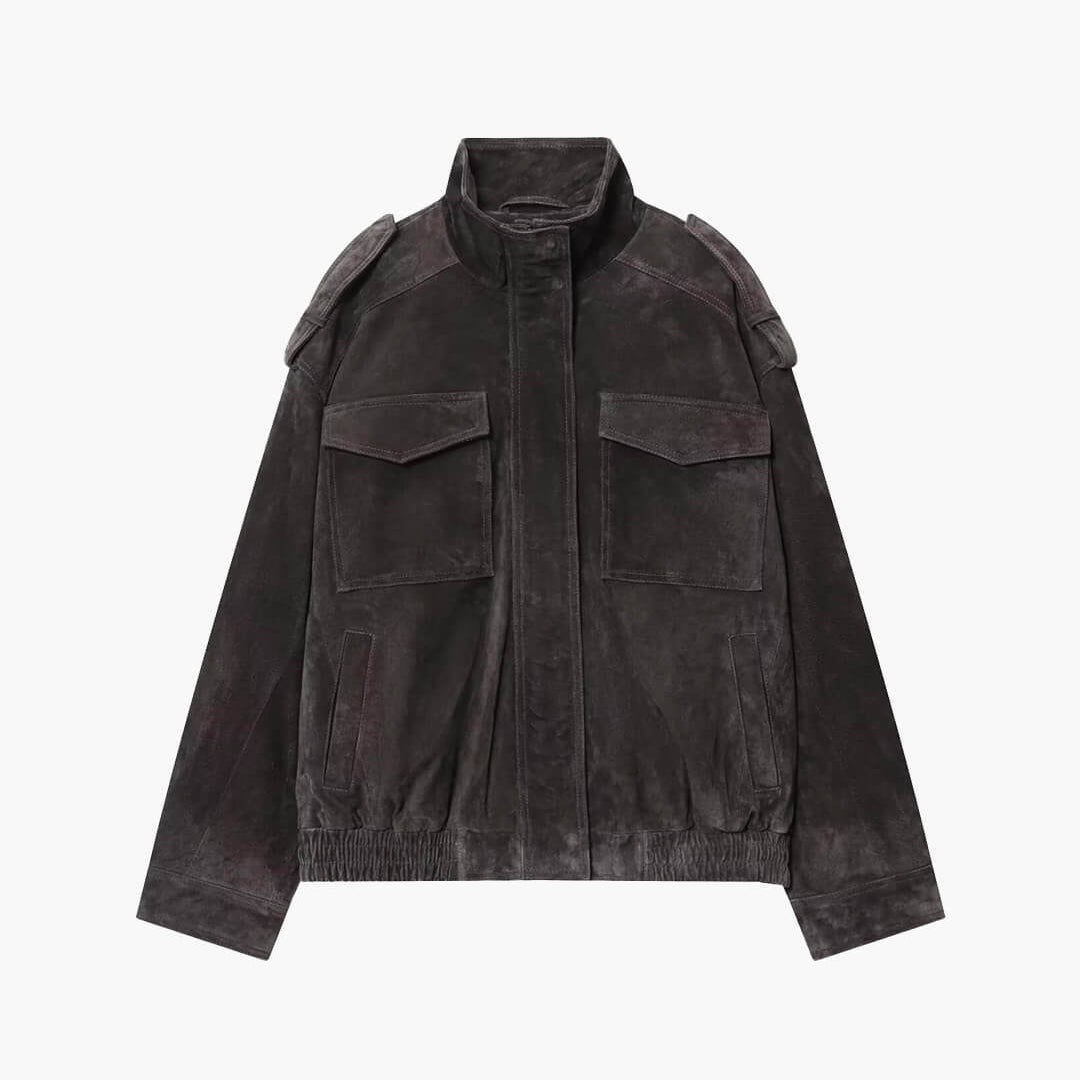 ZEYA - Bianca High Neck Suede Pocket Jacket