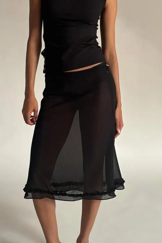 ZEYA - Bianca Sheer Mesh Midi Skirt