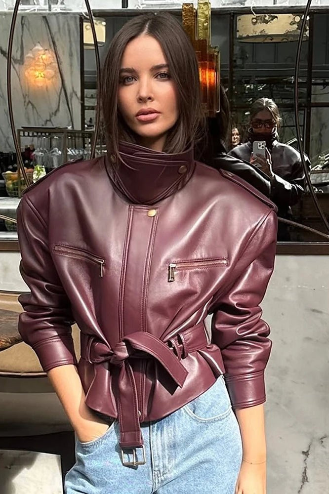ZEYA - Brooklyn Belted Faux Leather Jacket