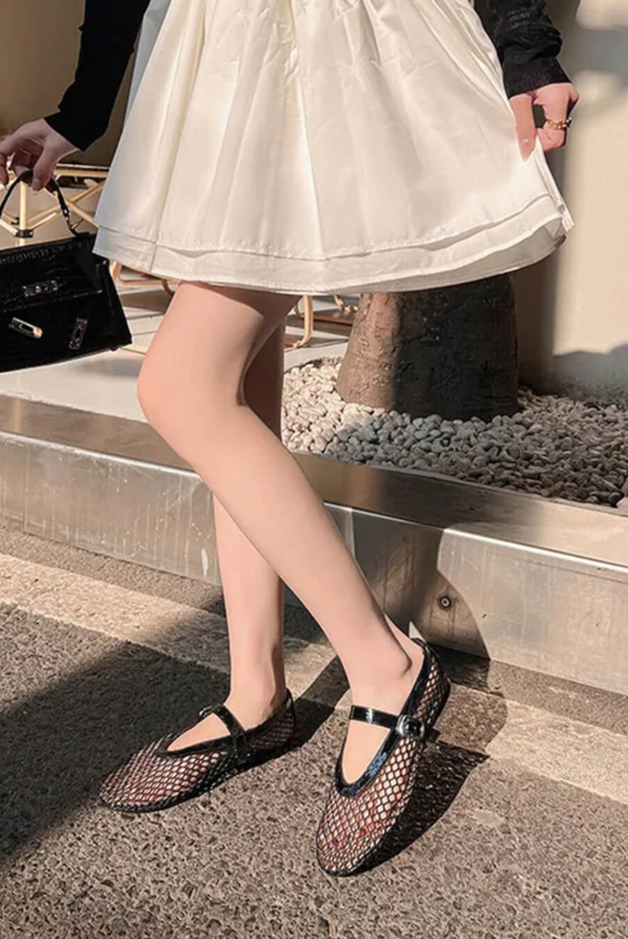 ZEYA - Celeste Buckled Mesh Ballet Flats