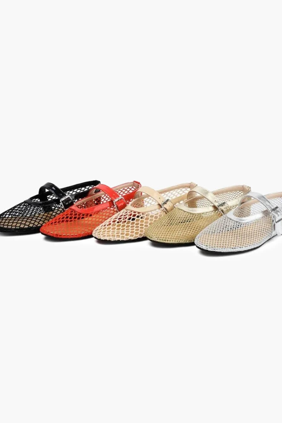ZEYA - Celeste Buckled Mesh Ballet Flats