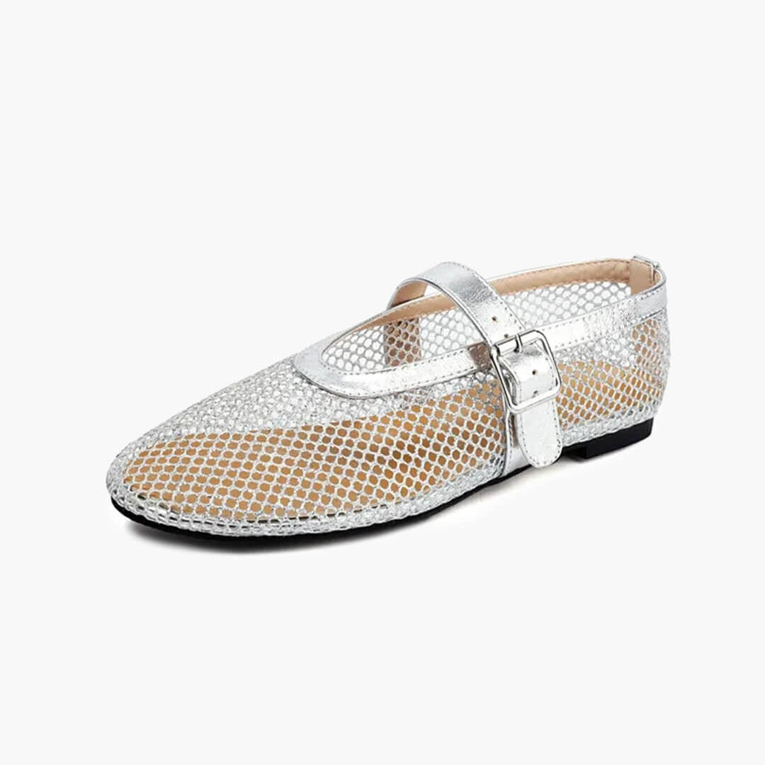 ZEYA - Celeste Buckled Mesh Ballet Flats