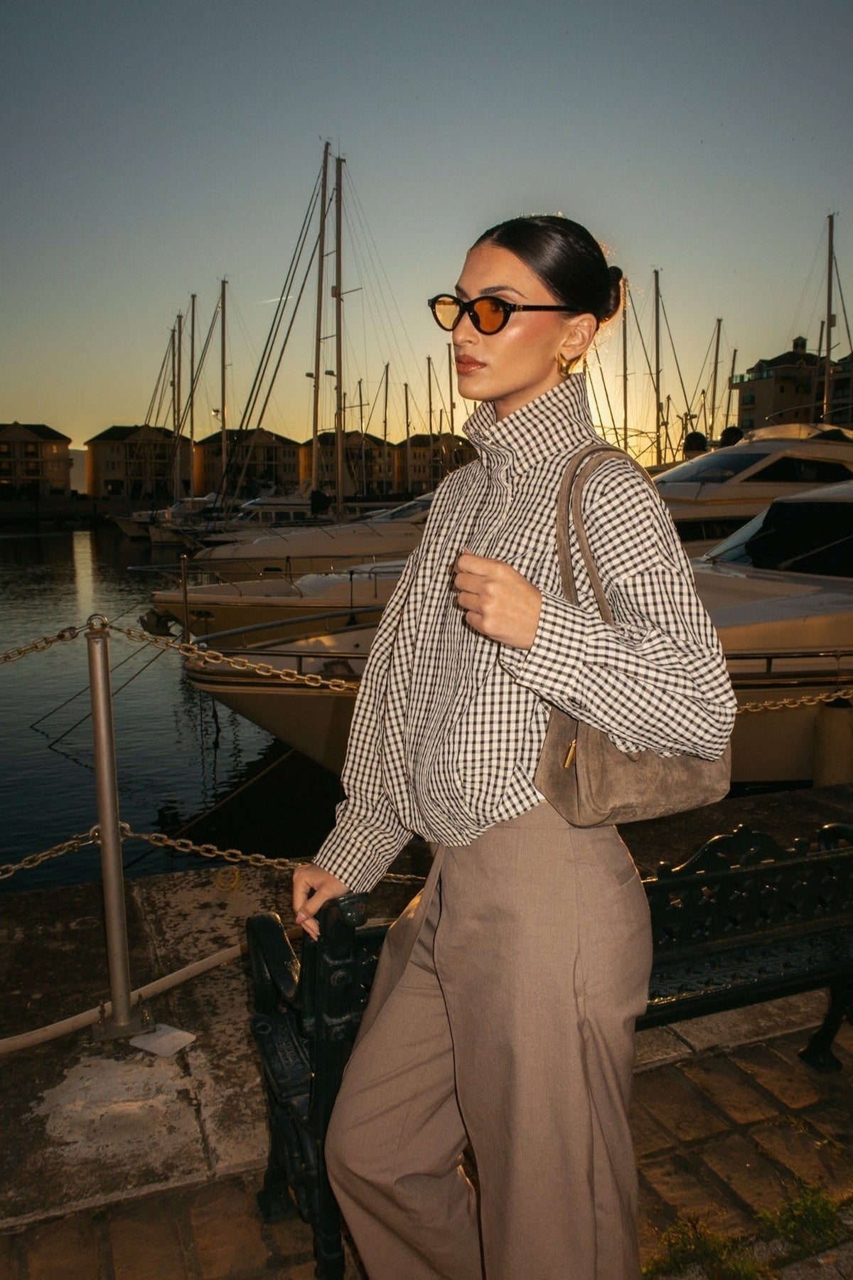 ZEYA - Christina Plaid Funnel Neck Jacket