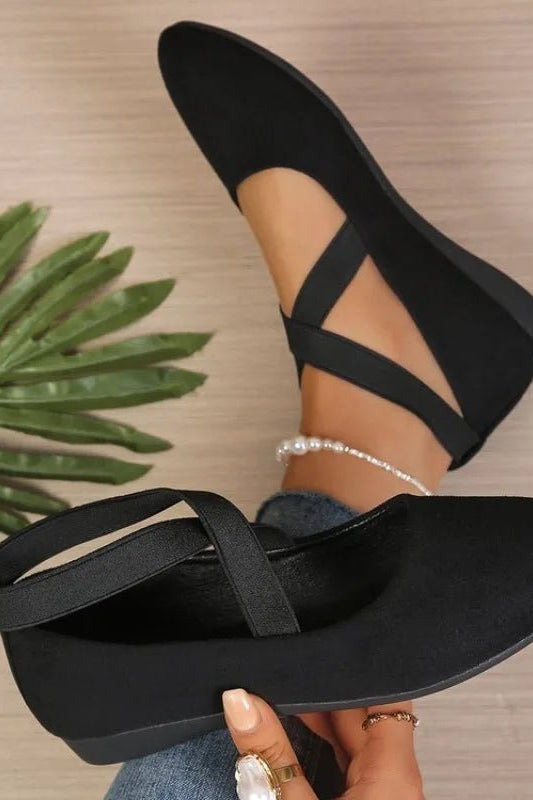 ZEYA - Denise Pointed Toe Cross-Strap Ballet Flats