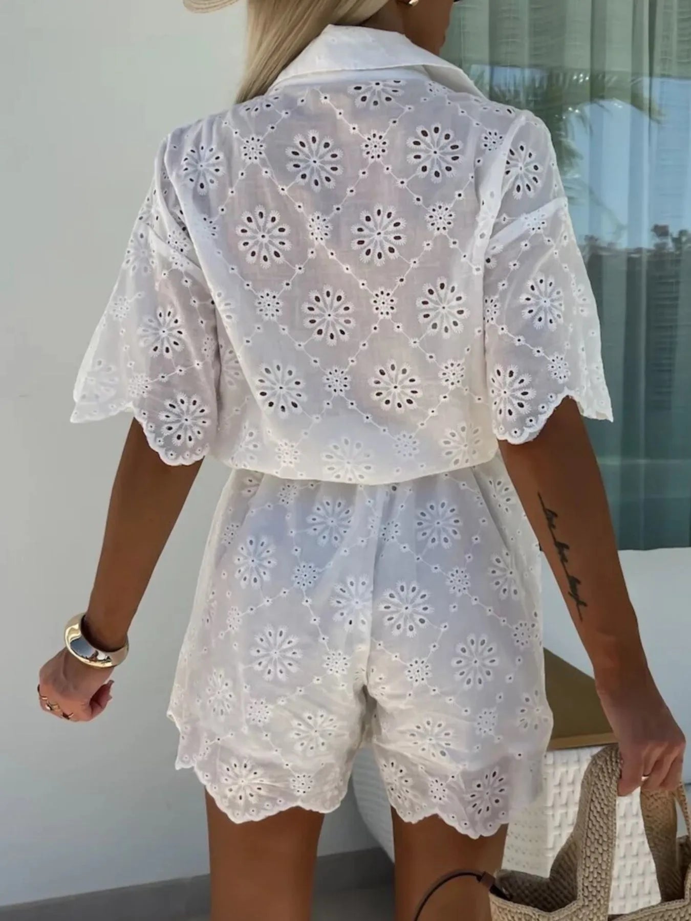 ZEYA - Diana Eyelet Scalloped Romper Set