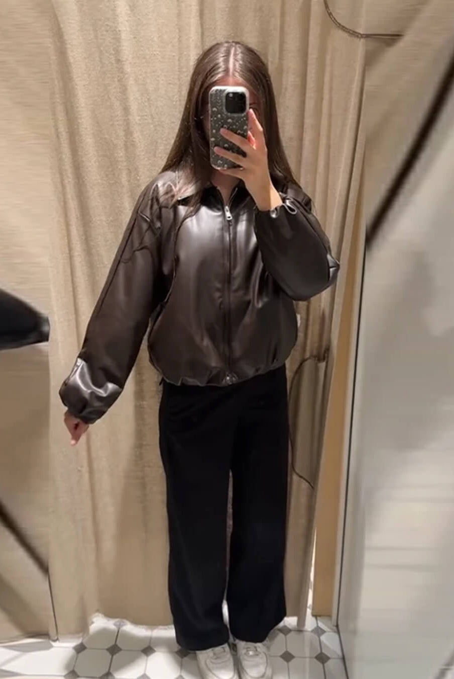 ZEYA - Elisabeta Zip Up Faux Leather Jacket