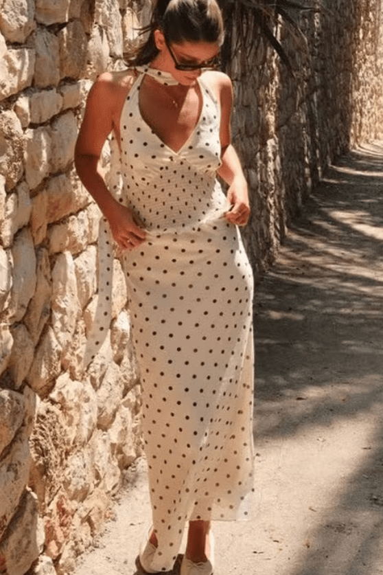 ZEYA - Elizabeth Polka Dot Halter Midi Dress