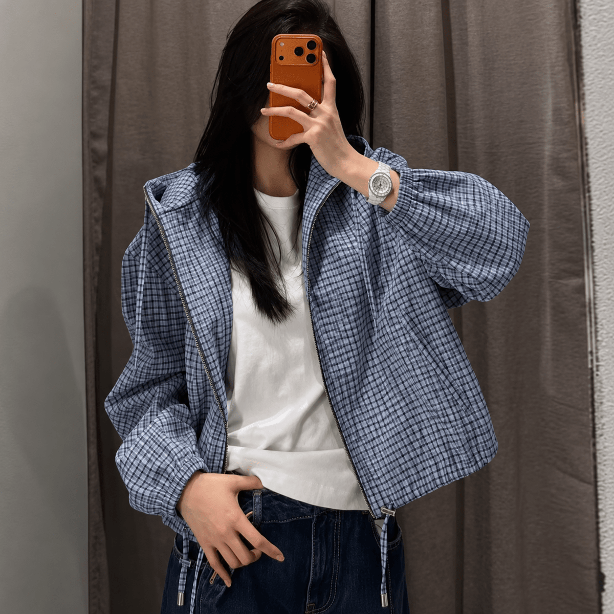 ZEYA - Ellie Plaid Cropped Hooded Jacket