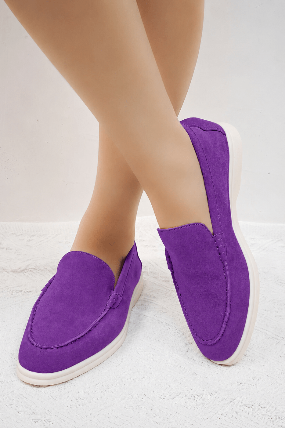 ZEYA - Elvira Suede Flat Moccasin Loafers