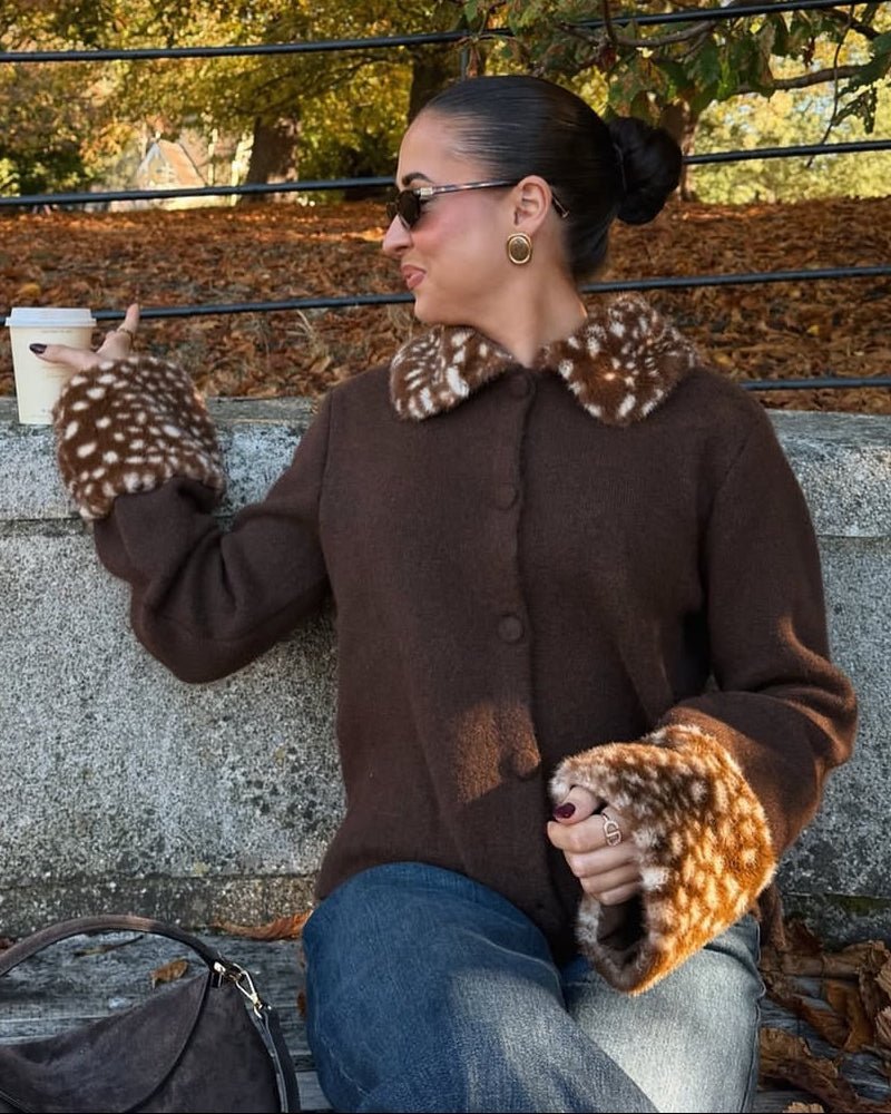 ZEYA - Emilia Faux Fur Trim Knit Cardigan