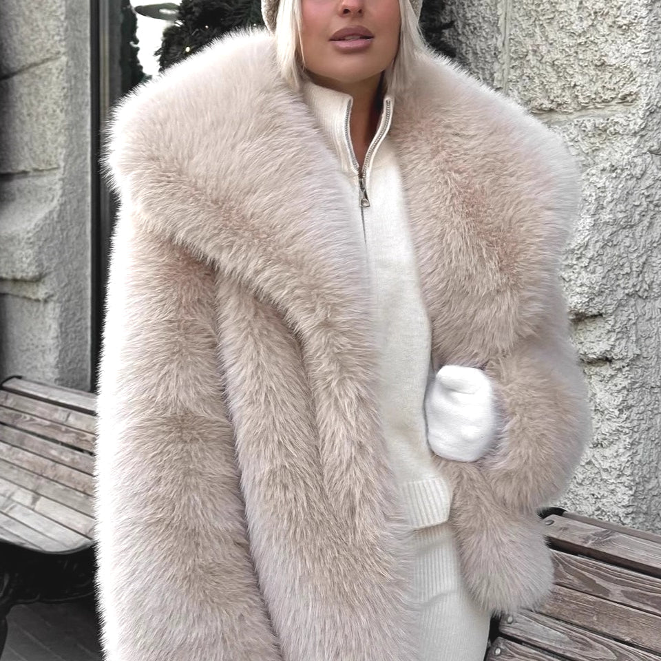 ZEYA - Emilie Puffy Collar Faux Fur Coat
