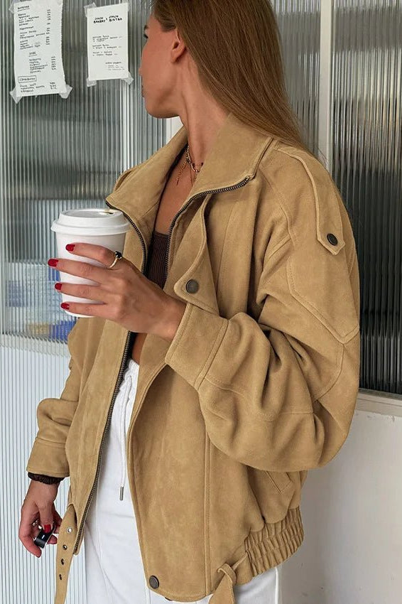 ZEYA - Erica Faux Suede Oversized Bomber Jacket
