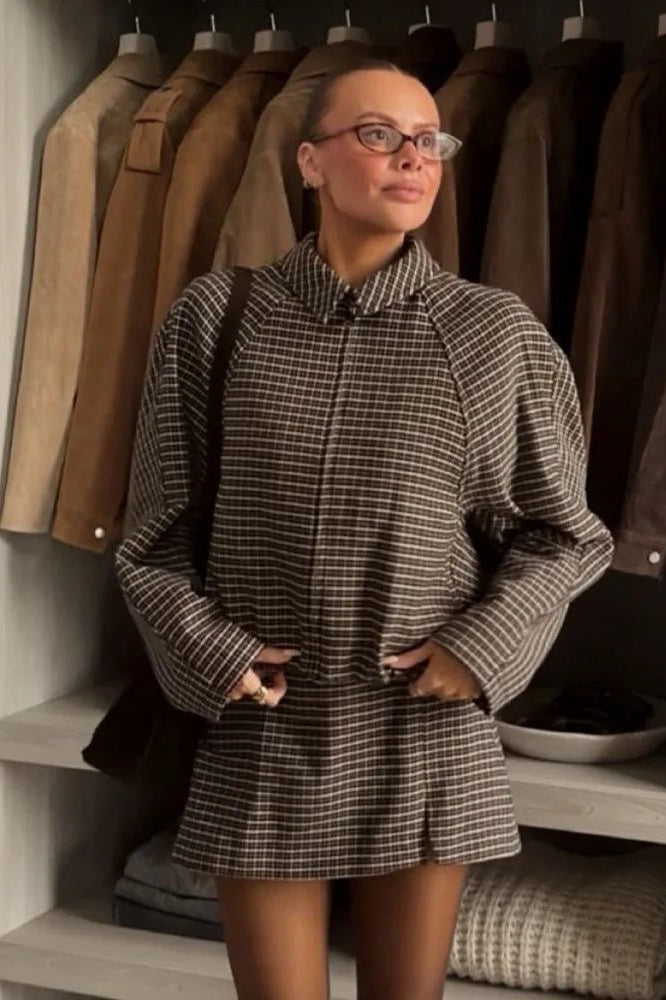 ZEYA - Erica Houndstooth Zip Jacket Suit