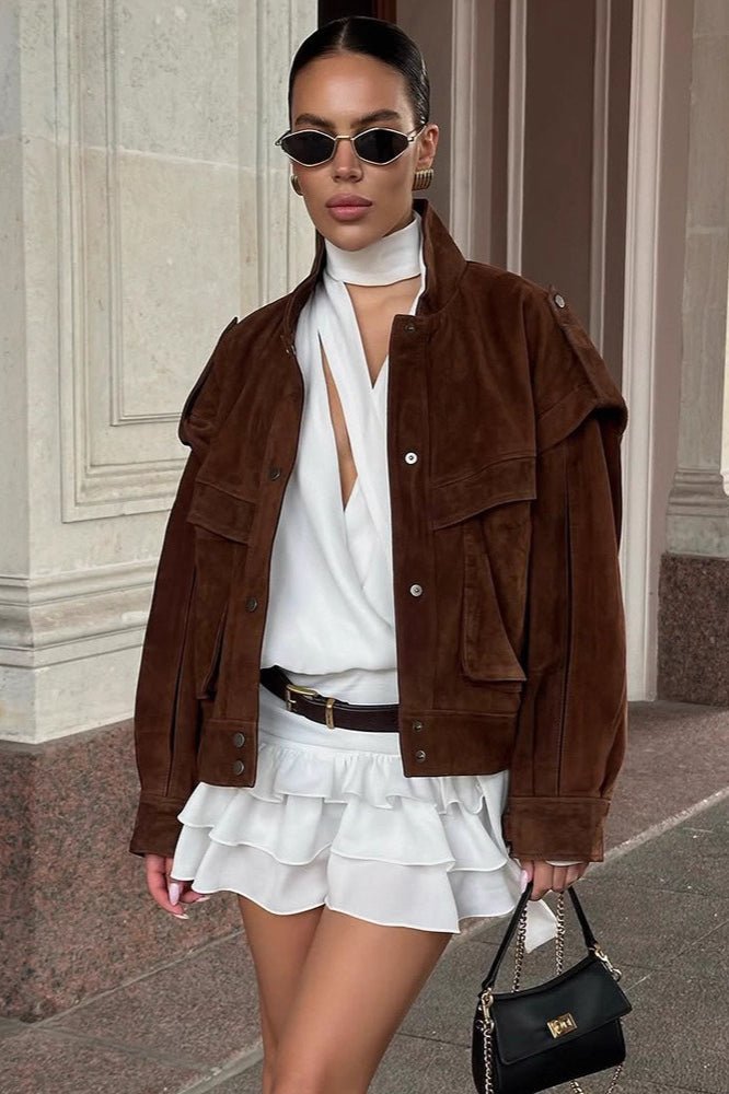ZEYA - Esther Wide Shoulder Suede Jacket