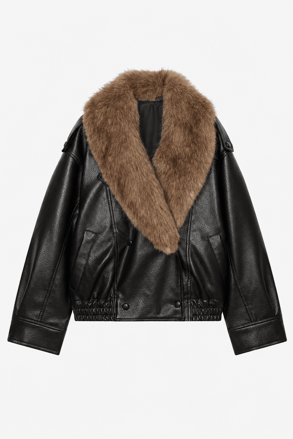 ZEYA - Felicity Faux Leather Jacket with Detachable Fur Collar