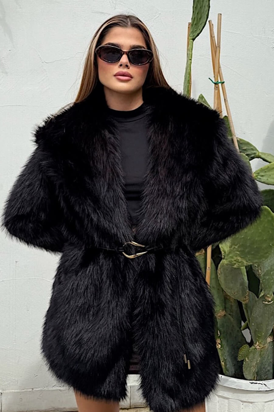 ZEYA - Feliz Faux Fur Coat with Belt