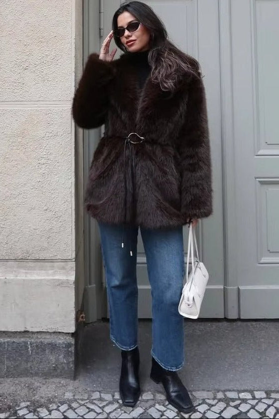 ZEYA - Feliz Faux Fur Coat with Belt