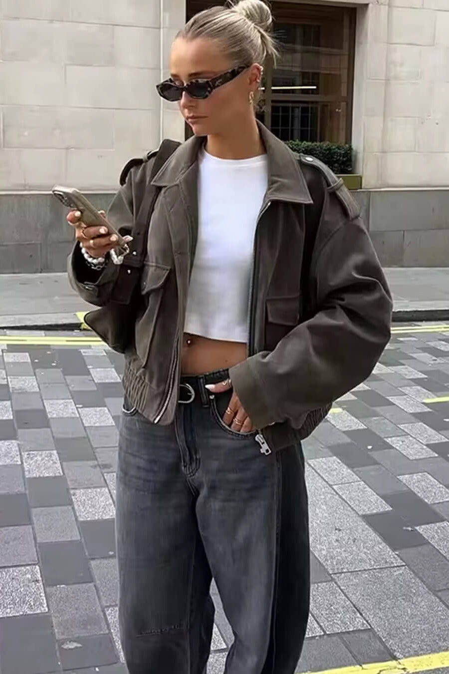 ZEYA - Ginny Suede Pilot Bomber Jacket