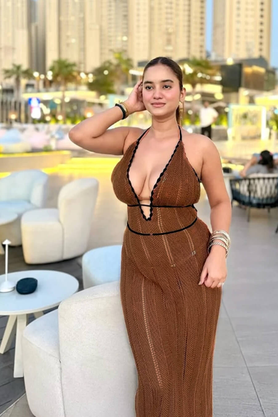 ZEYA - Hannie Lace Up Halter Maxi Dress