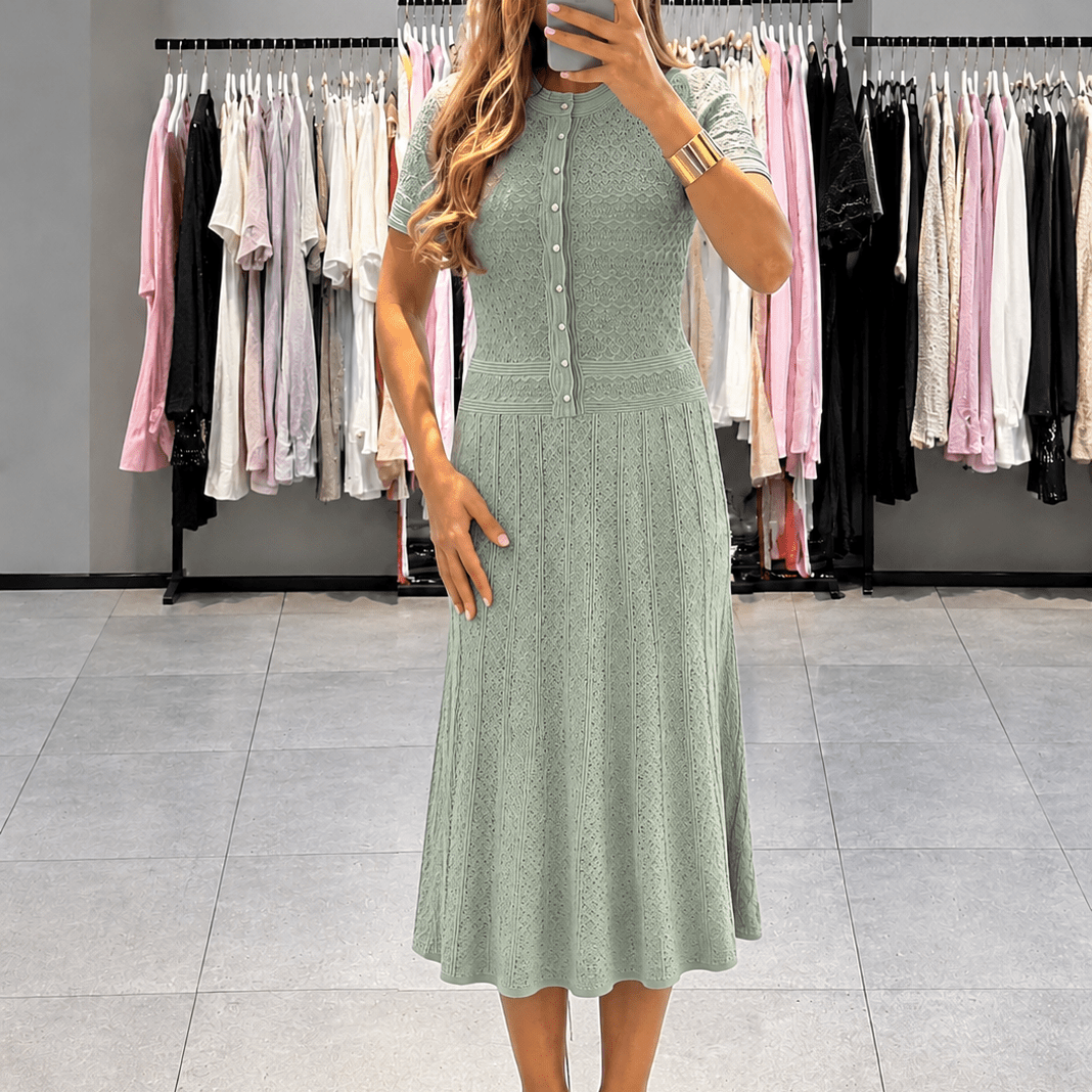 ZEYA - Rebecca Half Button Knitted Midi Dress