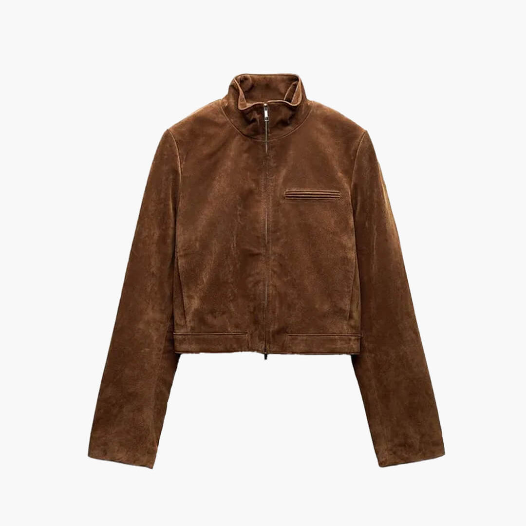 ZEYA - Jennelyn Suede Jacket with Stand Collar