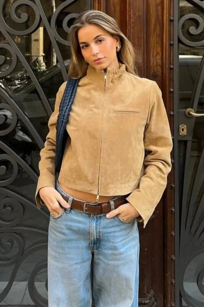 ZEYA - Jennelyn Suede Jacket with Stand Collar