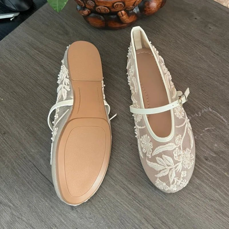 ZEYA - Jenny Beaded Mesh Ballet Flats