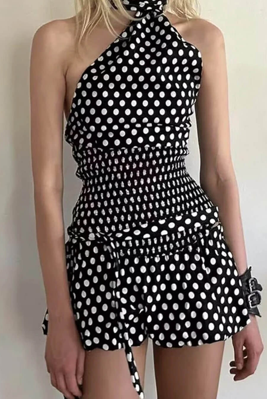 ZEYA - Jenny Polka Dot Elastic Waist Mini Skirt