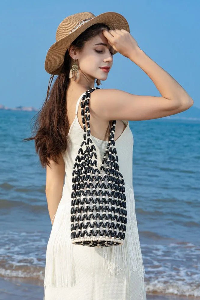 ZEYA - Jessica Woven Beaded Tote Bag