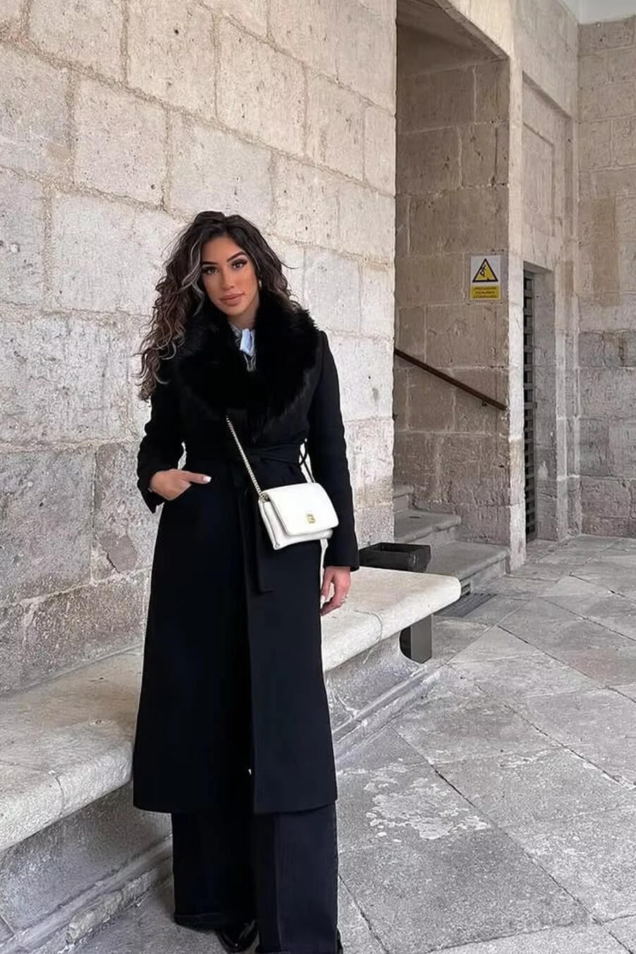 ZEYA - Josie Faux Fur Collar Maxi Coat