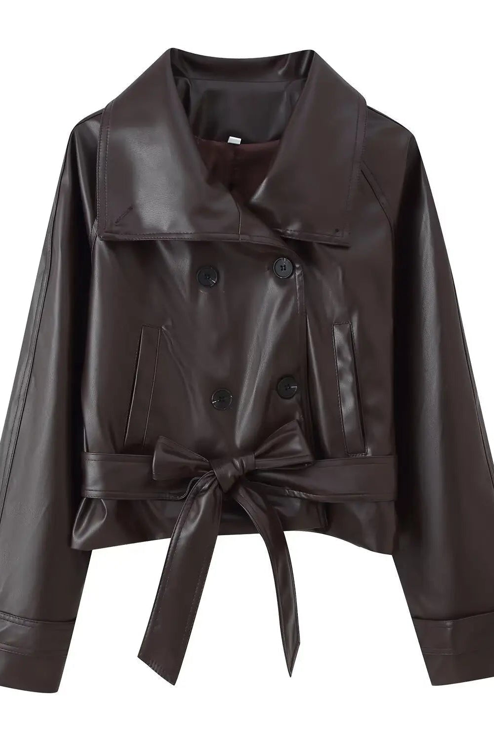 ZEYA - Julie Faux Leather Lace-Up Trench Coat