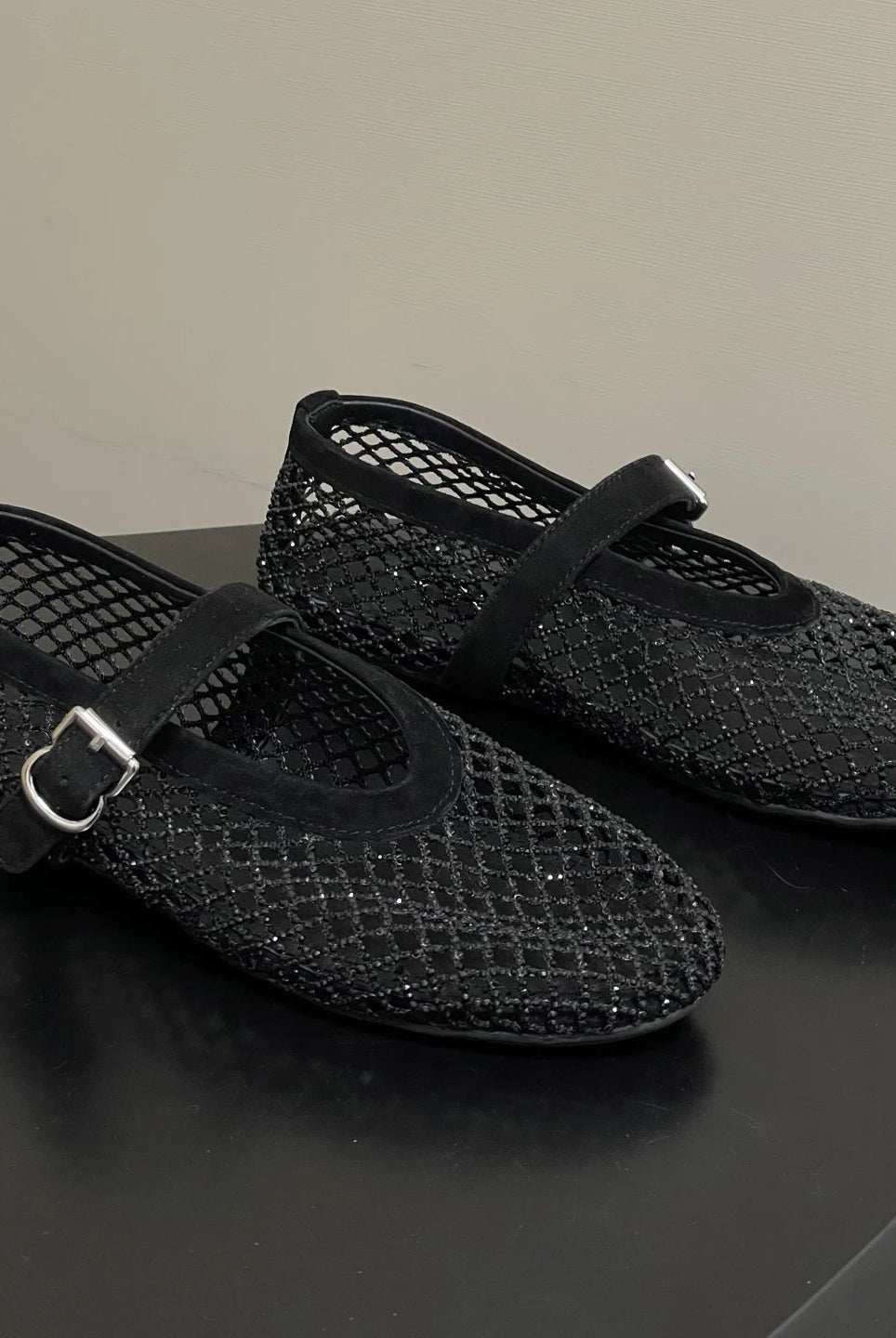 ZEYA - Kaila Rhinestone Mesh Ballet Flats