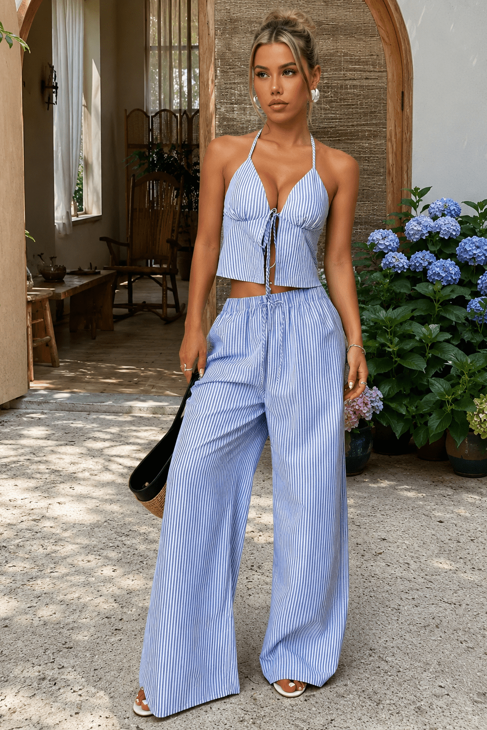 ZEYA - Kyra Striped Halter Top Set