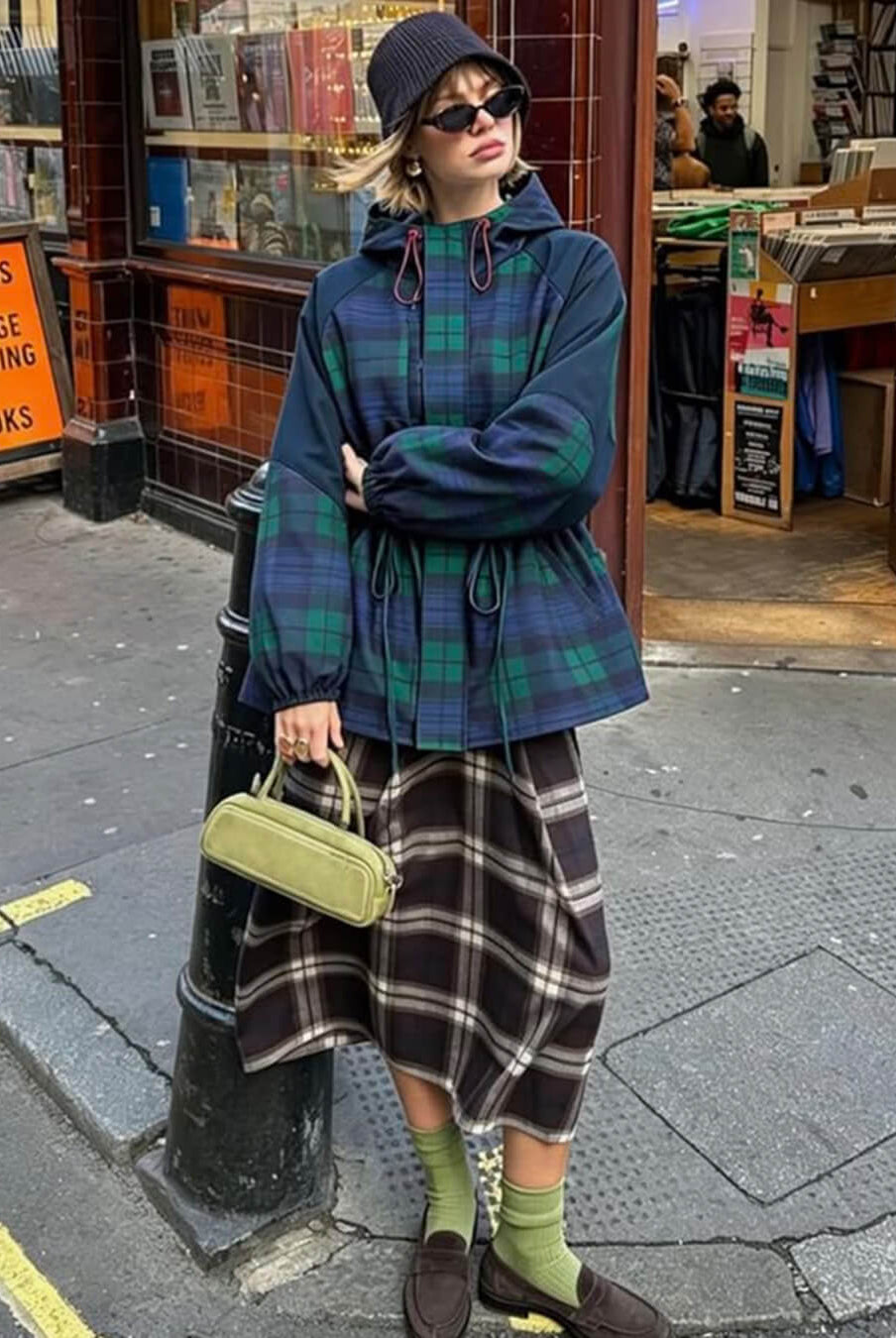 ZEYA - Linda Oversized Plaid Lace-Up Jacket