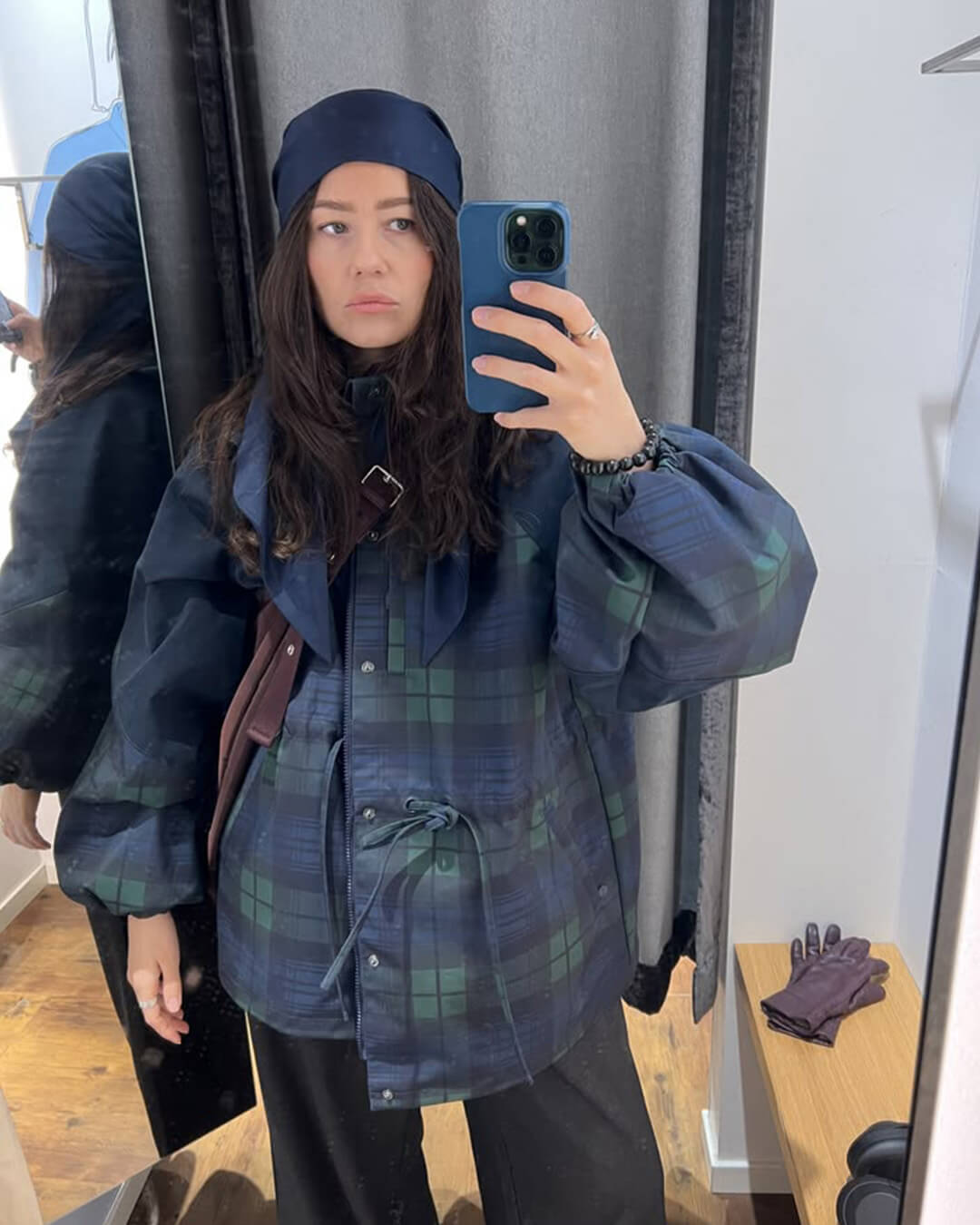 ZEYA - Linda Oversized Plaid Lace-Up Jacket
