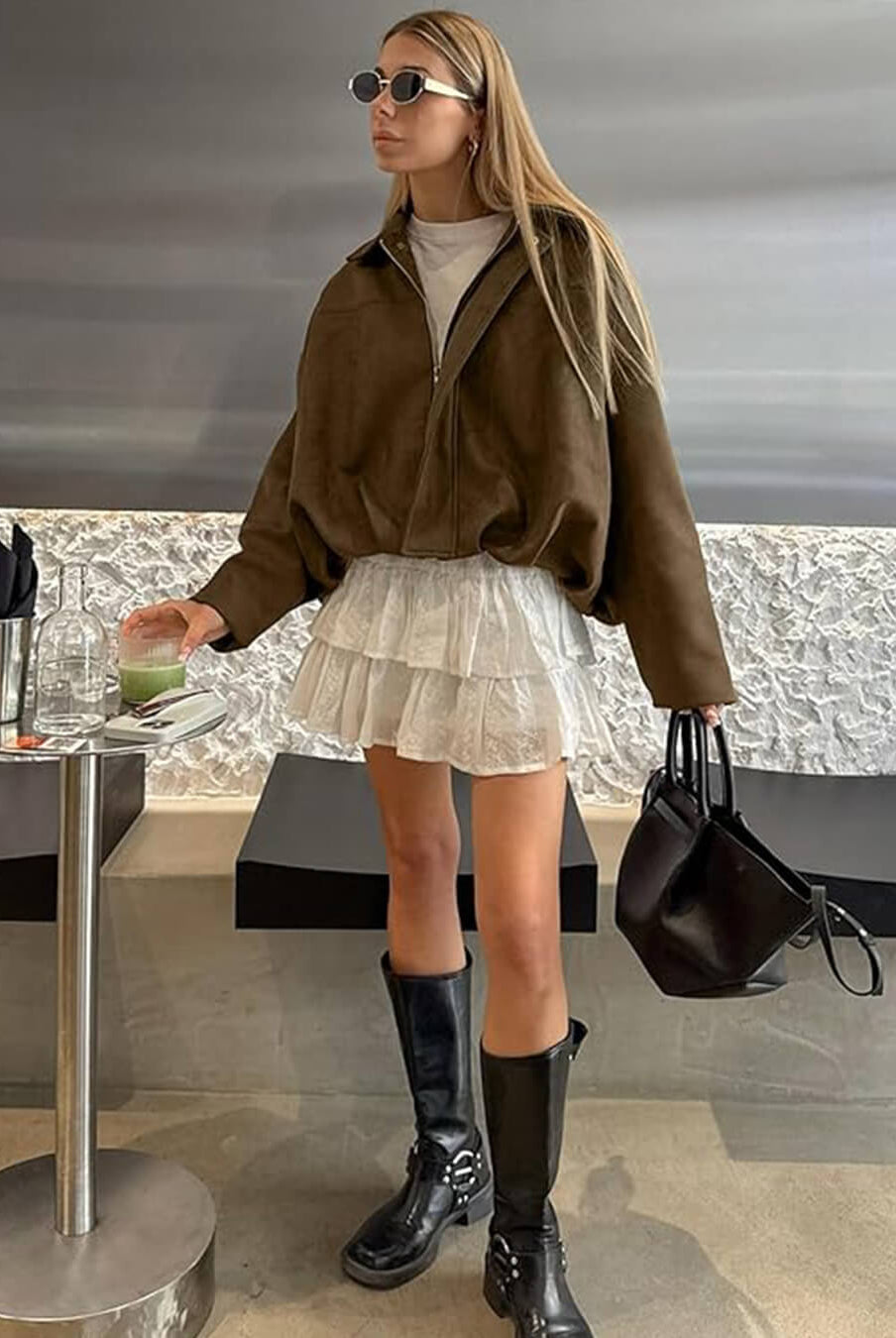 ZEYA - Lori Suede Bomber Jacket